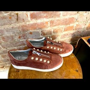 Steve Madden zip up sneakers with pearls